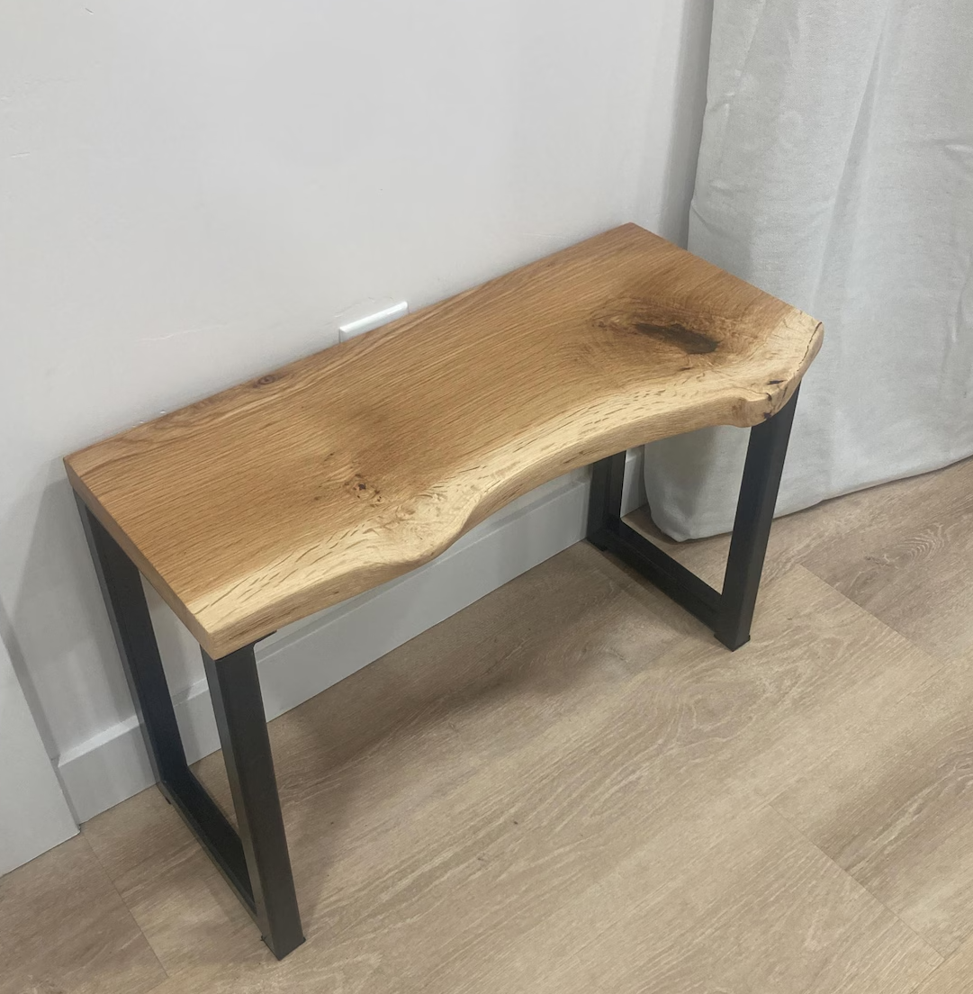Modern Live edge bench / Entry way bench / Hand made Solid wood bench / Black metal leg