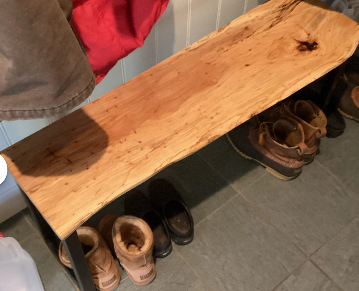 Modern Live edge bench / Entry way bench / Hand made Solid wood bench / Black metal leg