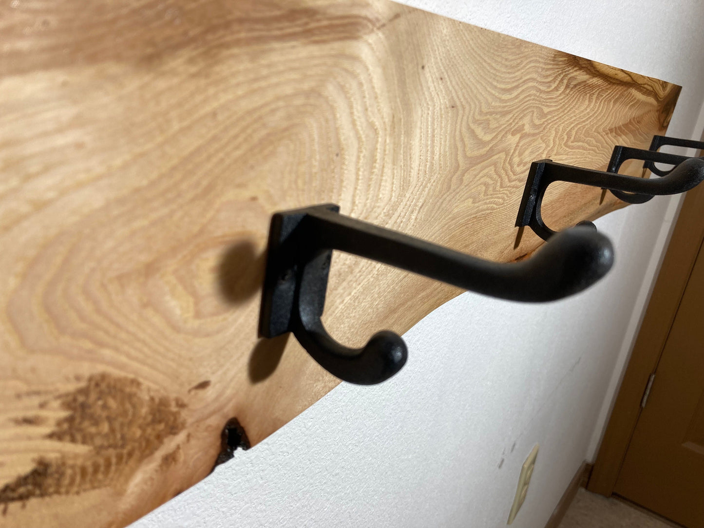Live edge solid wood coat hook