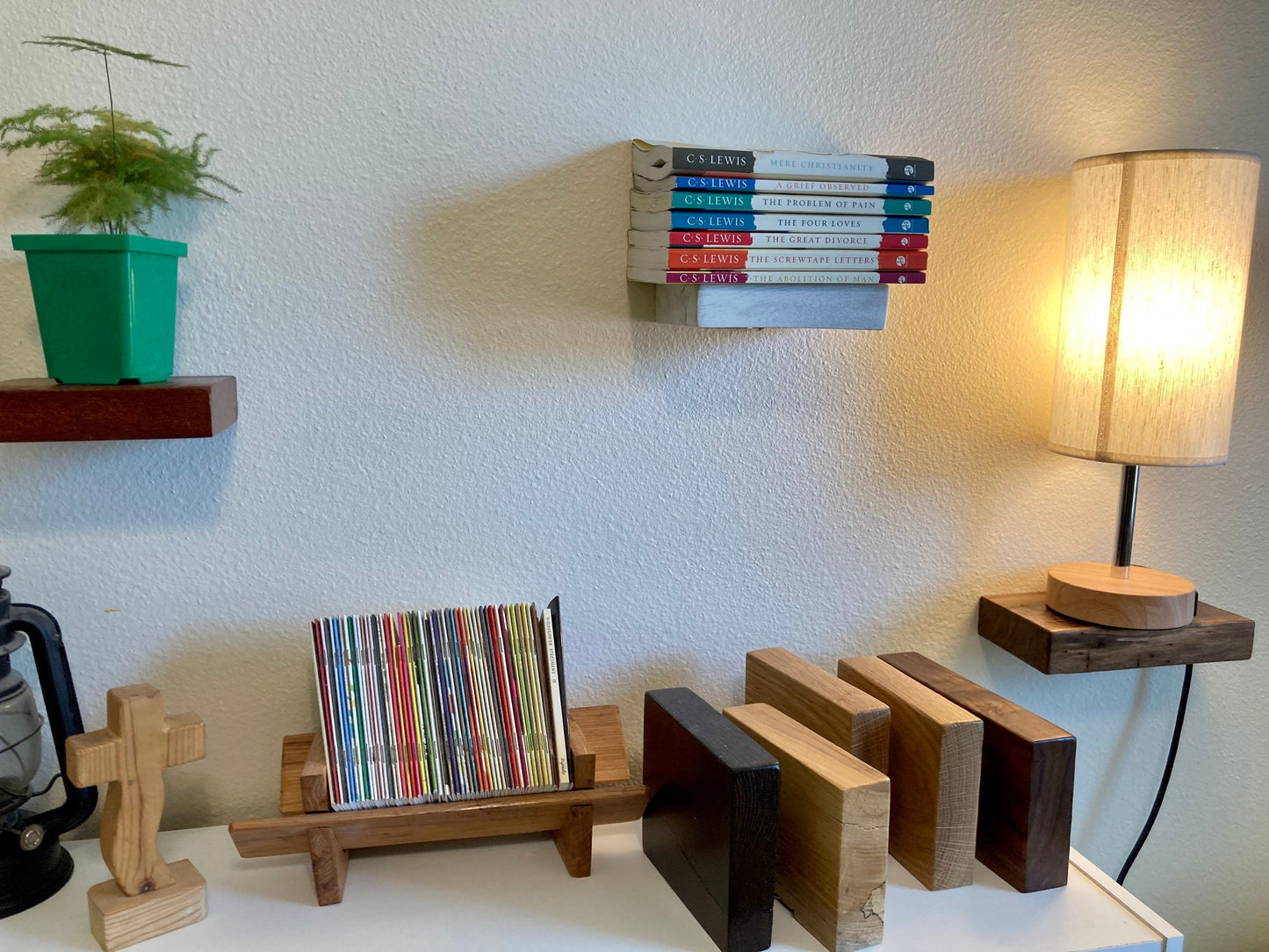 Rustic small floating Shelf / Solid wood Wall Decoration / Mini book shelf