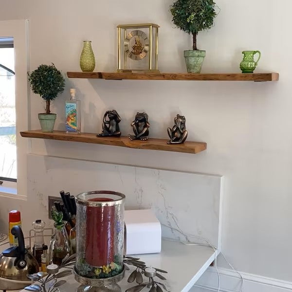 White oak // Heavy-duty Modern Live edge Floating Shelf with a hidden metal bracket