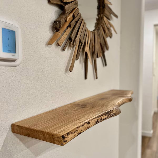 White oak // Heavy-duty Modern Live edge Floating Shelf with a hidden metal bracket
