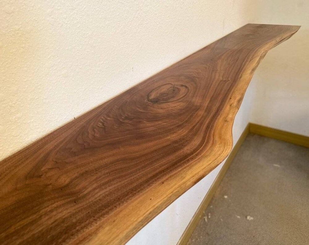 Black Walnut // Heavy-duty Modern Live edge Floating Shelf with a hidden metal bracket