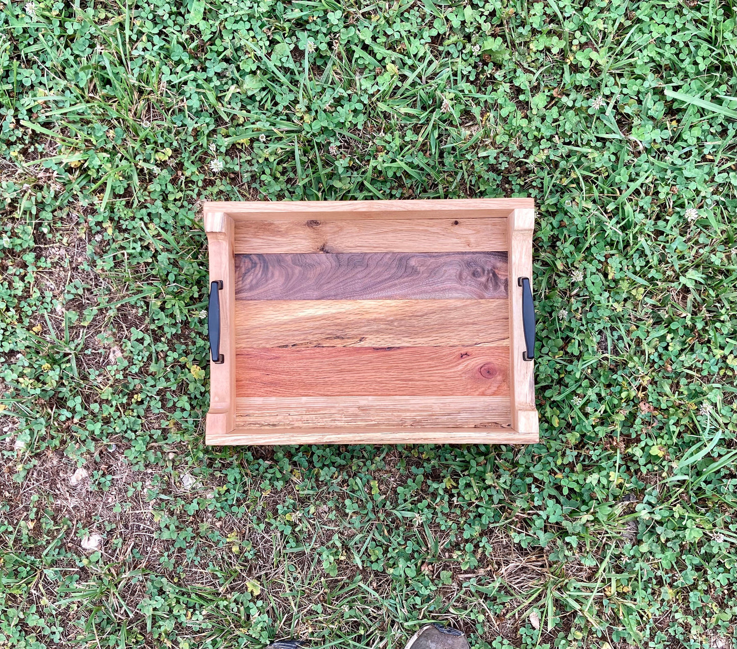Wood Serving Tray - Handmade wooden serving Tray - Tray with black handles - modern serving Tray