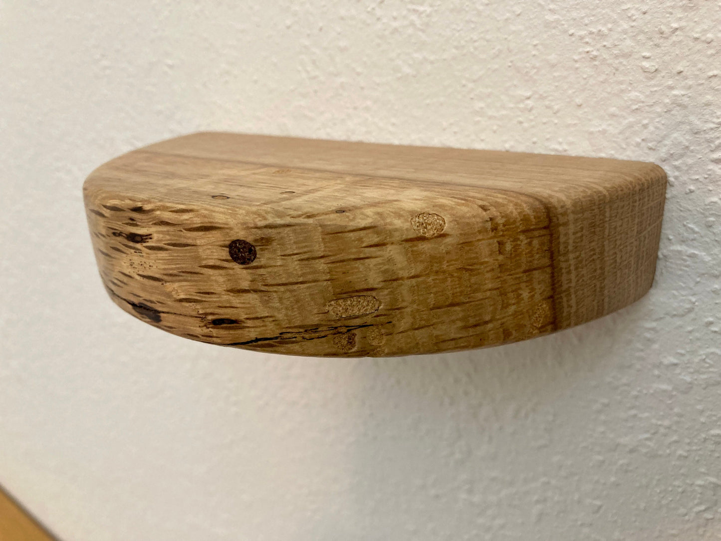 Half moon shape floating shelf / Solid hard wood / Solid hanging hardware