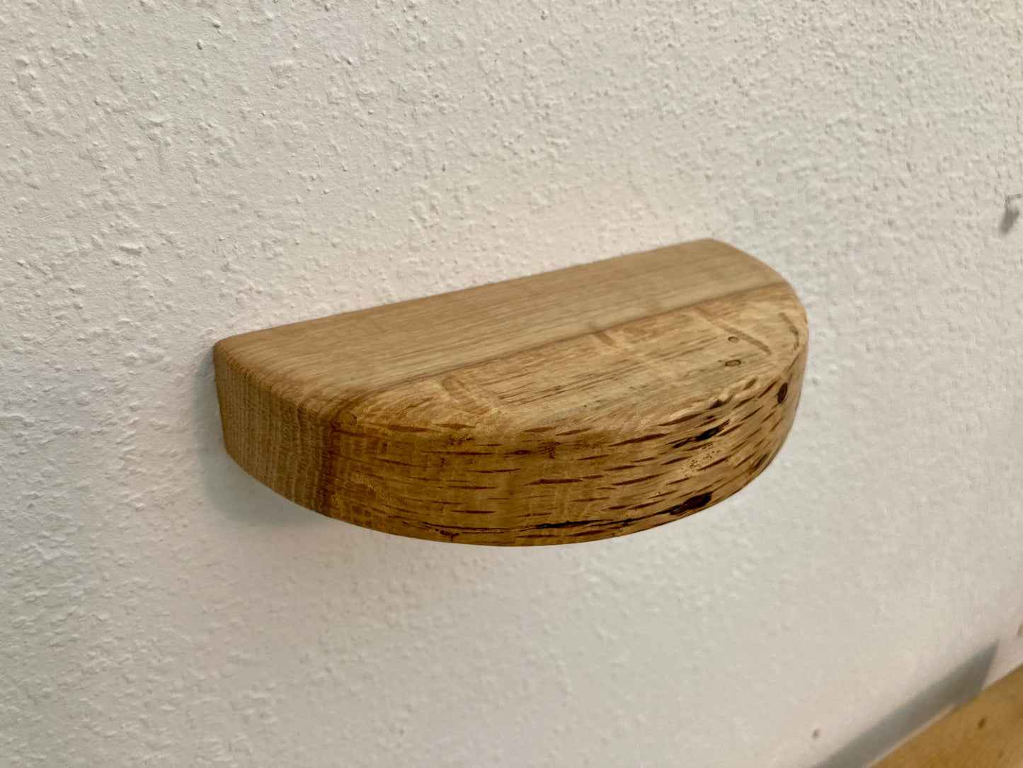 Half moon shape floating shelf / Solid hard wood / Solid hanging hardware