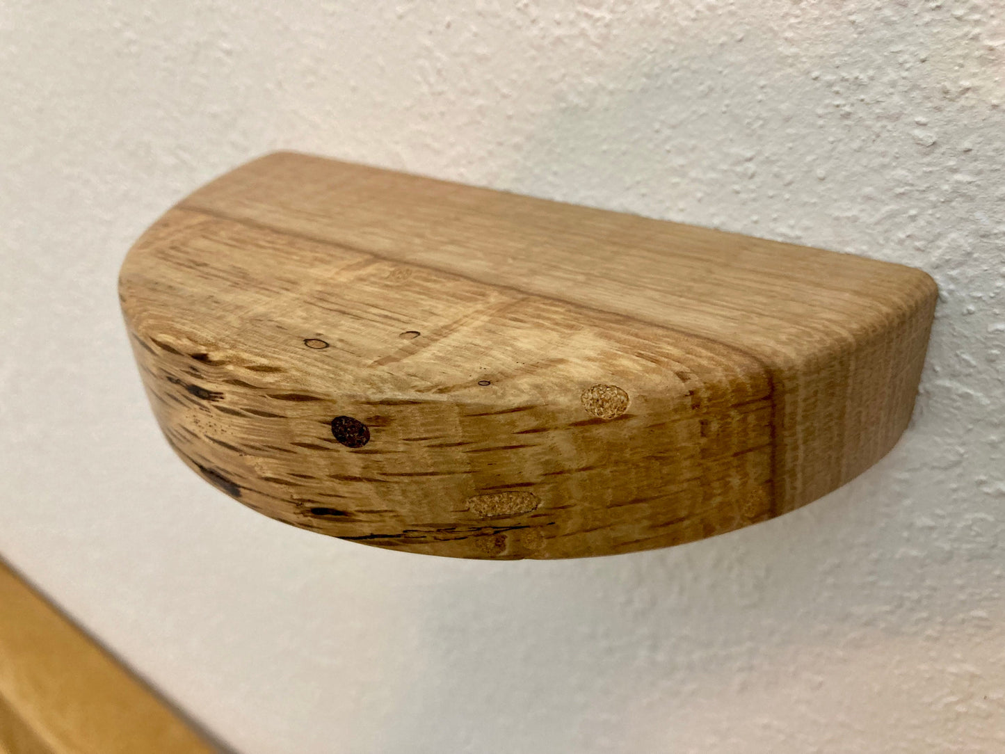 Half moon shape floating shelf / Solid hard wood / Solid hanging hardware