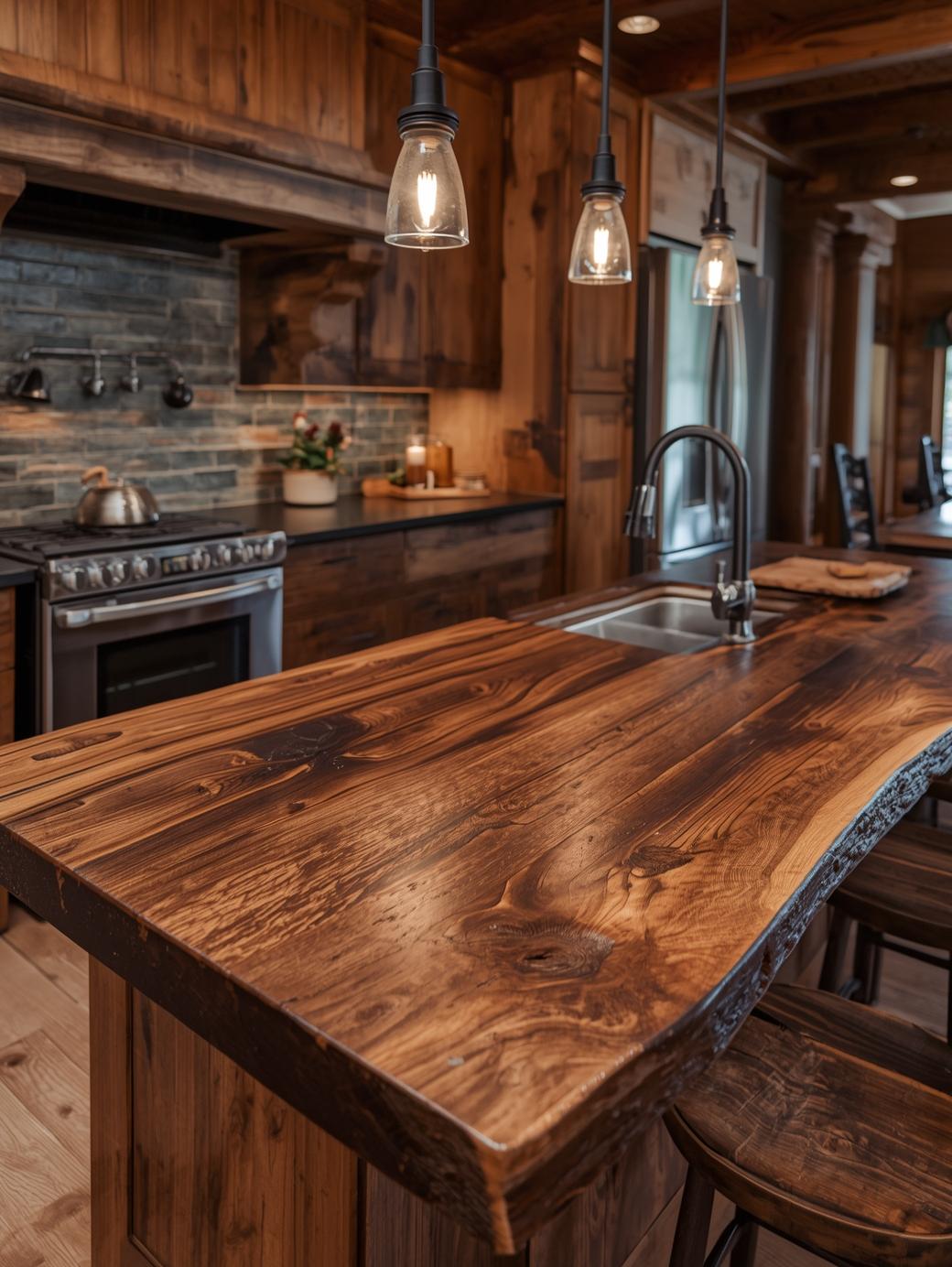 Custom Live Edge Countertop | Epoxy coat l 100% waterproof l Solid Black Walnut Bar Top, Vanity or Kitchen Island | Natural Edge Slab