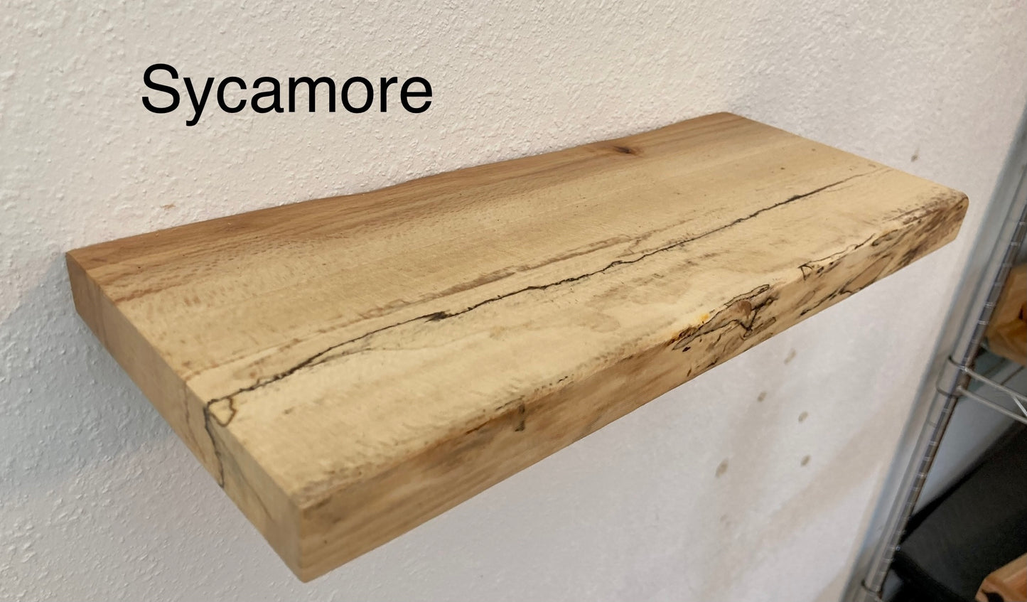 Heavy-duty Modern Live edge Floating Shelf with a hidden metal bracket // Cherry // Red Oak // Sycamore