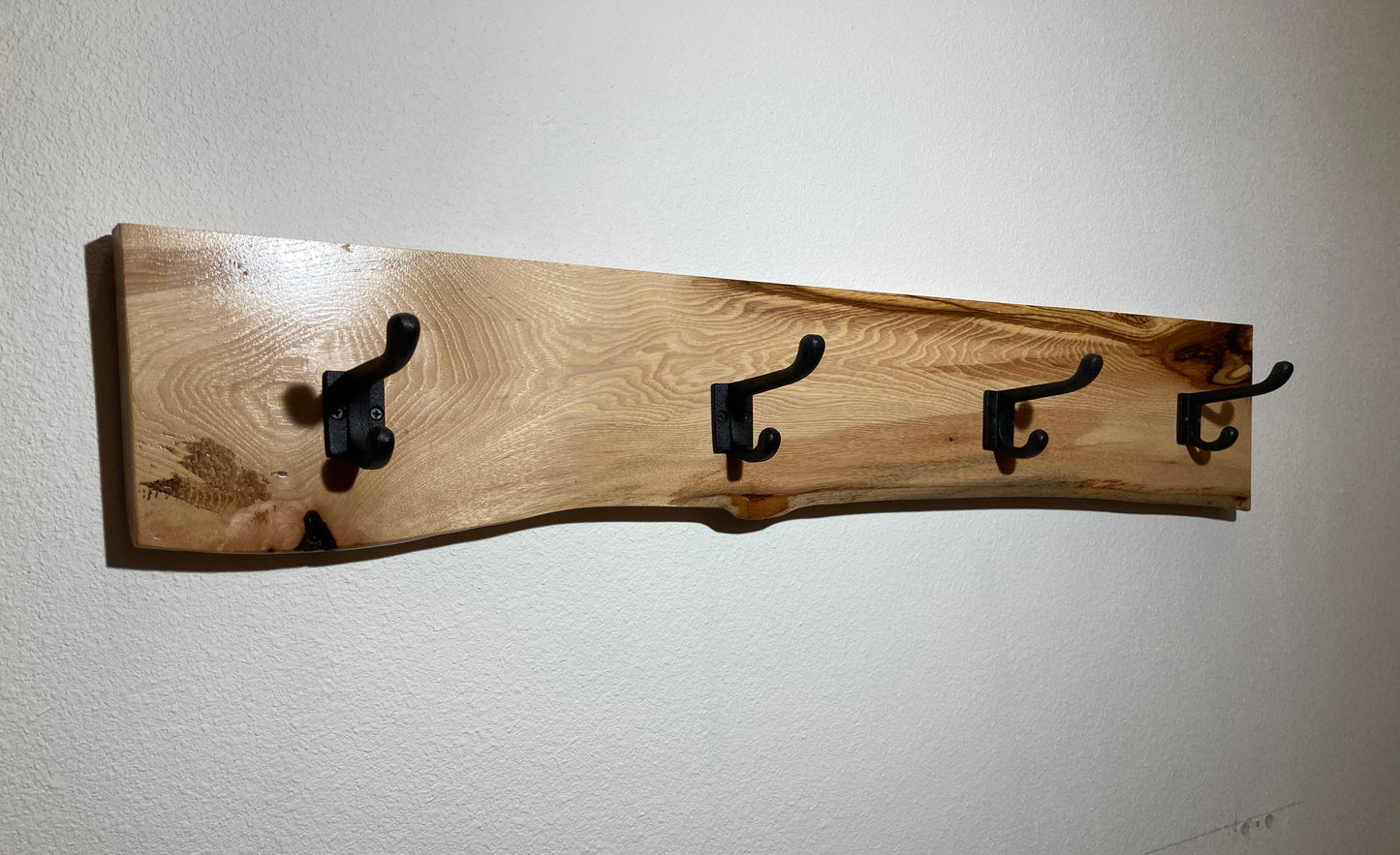 Live edge solid wood coat hook