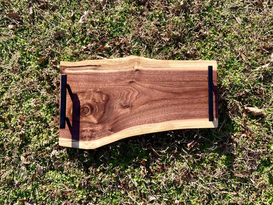 Black walnut live edge serving board / Actual image / ONLY ONE/ Charcuterie Board Live Edge | Hand Made Serving Tray | Cheese Platter Board