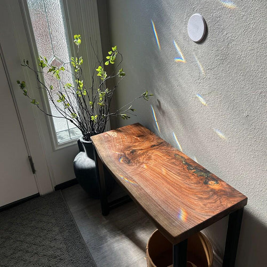 Modern Live edge bench / Entry way bench / Hand made Solid wood bench / Black metal leg