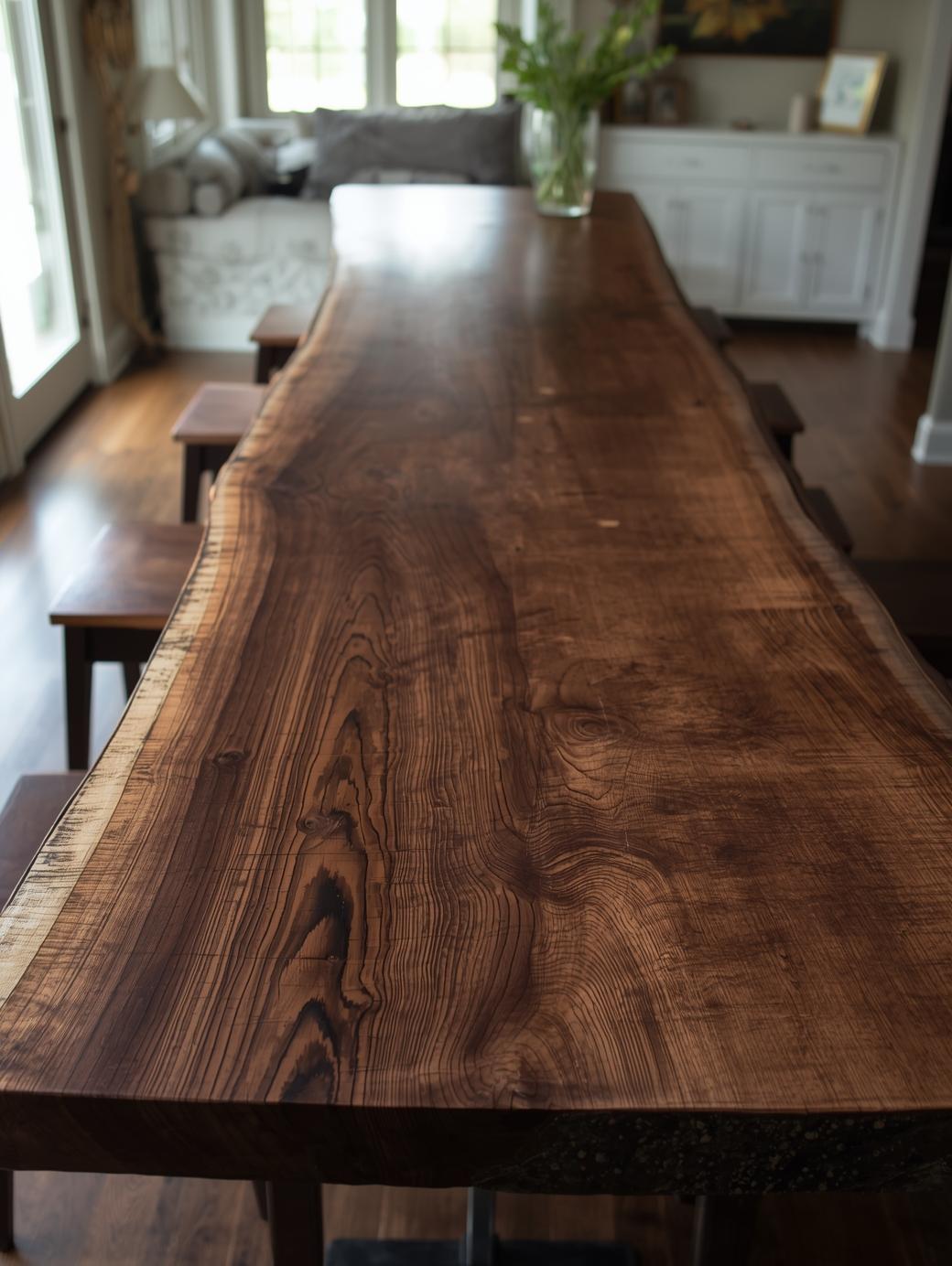 Black Walnut Both Side Live Edge Bar Top | Custom Handmade Solid Wood Countertop | Rustic Natural Bar Table Slab