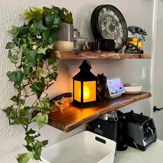 Modern Live edge Floating Shelf with T shape blind metal brackets