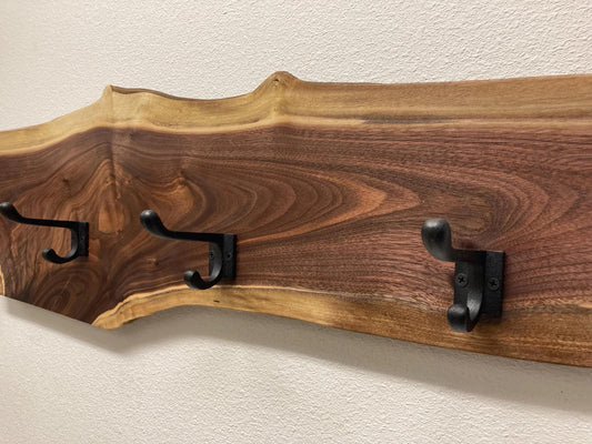 Live edge solid wood coat hook