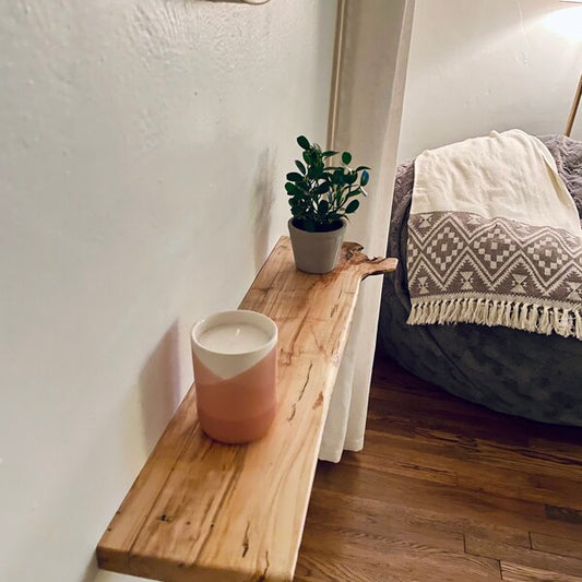 Heavy-duty Modern Live edge Floating Shelf with a hidden metal bracket  //  Cherry // Red Oak // Sycamore