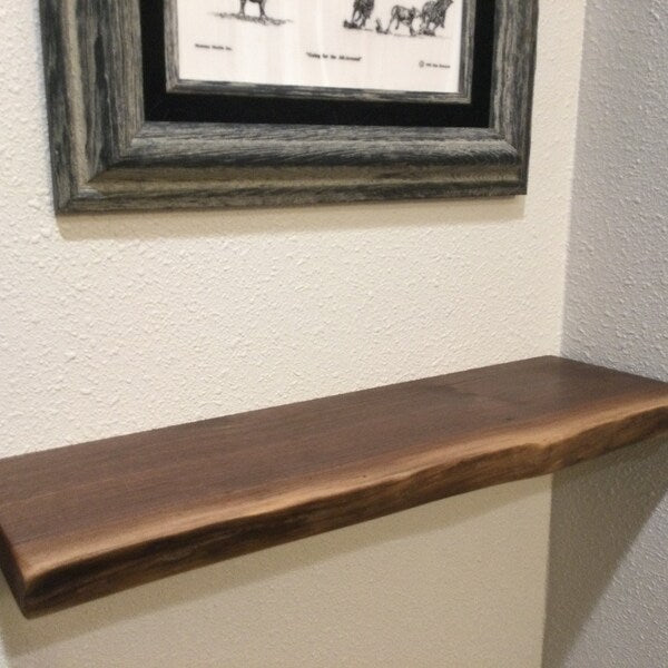 Black Walnut // Heavy-duty Modern Live edge Floating Shelf with a hidden metal bracket
