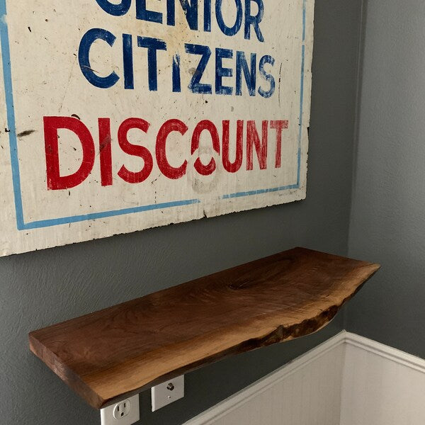 Black Walnut // Heavy-duty Modern Live edge Floating Shelf with a hidden metal bracket