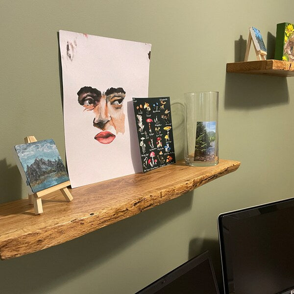 Heavy-duty Modern Live edge Floating Shelf with a hidden metal bracket  //  Cherry // Red Oak // Sycamore