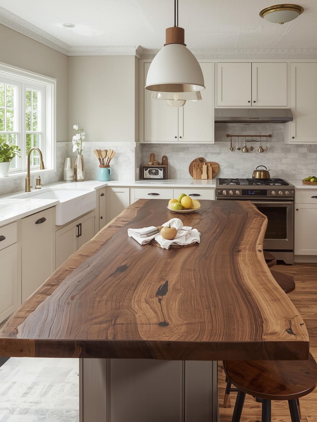 Custom Live Edge Countertop | Epoxy coat l 100% waterproof l Solid Black Walnut Bar Top, Vanity or Kitchen Island | Natural Edge Slab